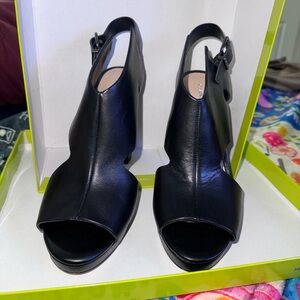 Gianni Bini Black Slingback Peep-Toe Heels